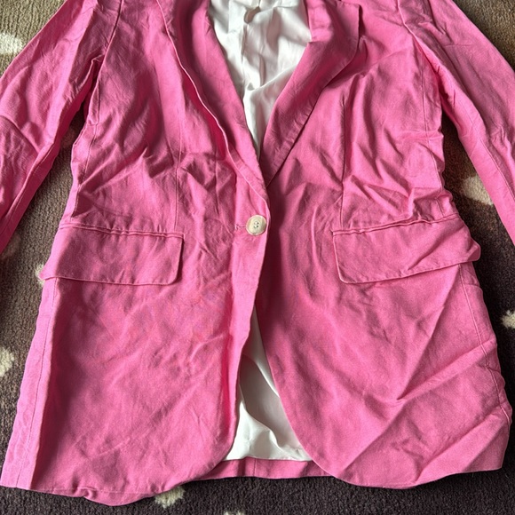 Hot Pink Linen Blazer - Picture 3 of 7